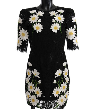 Dolce &amp; Gabbana Black Floral Lace Chamomile Embroidered Dress