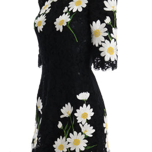 Dolce & Gabbana Black Floral Lace Chamomile Embroidered Dress