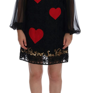 Dolce &amp; Gabbana Black Lace Sequined Shift Dress