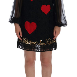 Dolce &amp; Gabbana Black Lace Sequined Shift Dress