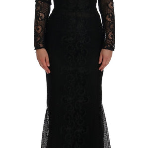 Dolce &amp; Gabbana Elegante vestido largo tubo negro de cuerpo entero