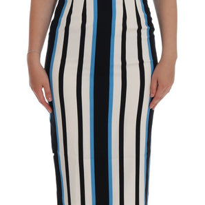 Dolce &amp; Gabbana Chic Striped Silk Sheath Dress