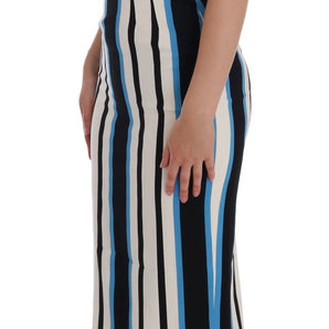 Dolce &amp; Gabbana Chic Striped Silk Sheath Dress