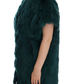 Dolce &amp; Gabbana Exquisite Green Alpaca Fur Long Vest