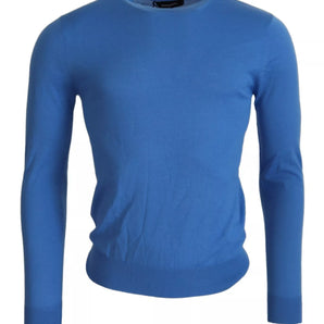 Dsquared² Blue Wool Long Sleeves Crewneck Pullover Sweater