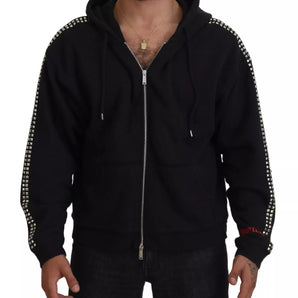 Dsquared² Black Embellished Full Zip Hooded Sweater