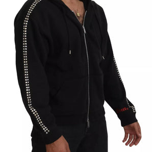 Dsquared² Black Embellished Full Zip Hooded Sweater