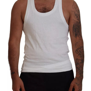 Dsquared² White Cotton Linen Sleeveless Tank T-shirt