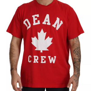 Dsquared² Red Printed Cotton Short Sleeves Crewneck T-shirt