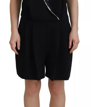 Vestido largo negro con cuello en V, sin mangas y adornos de Dsquared²