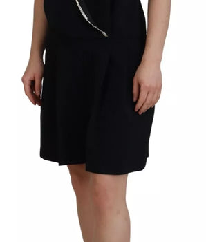 Vestido largo negro con cuello en V, sin mangas y adornos de Dsquared²