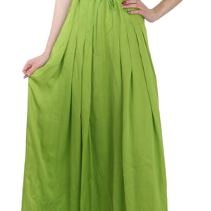 Dsquared² Green Spaghetti Strap Long A-line Pleated Dress