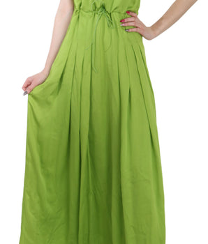 Vestido plisado de corte A largo con tirantes finos en verde de Dsquared²