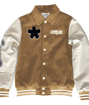 Comme Des Fuckdown Chic Cotton and Faux Leather Bomber Jacket