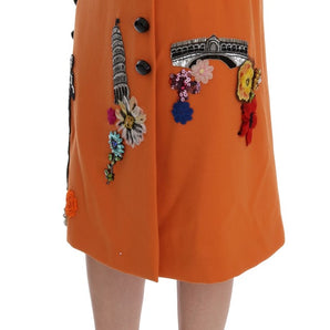 Dolce &amp; Gabbana Embellished Wool Skirt in Vivid Orange