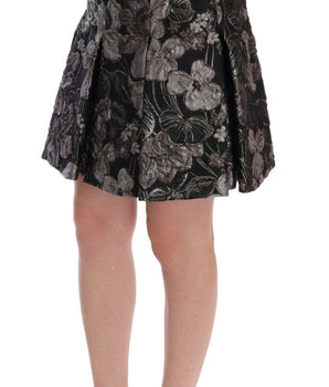 Dolce & Gabbana Elegant Black Silver-Floral Straight Skirt Dolce & Gabbana 