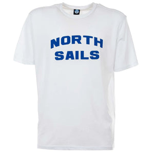 Camiseta elegante de algodón blanca con logotipo azul llamativo de North Sails