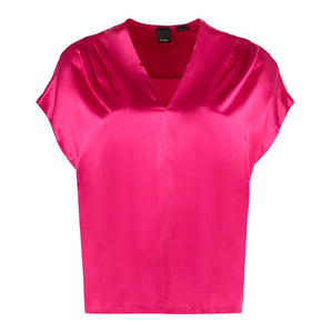 PINKO Blusa elegante de mezcla de seda fucsia