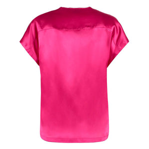 PINKO Blusa elegante de mezcla de seda fucsia