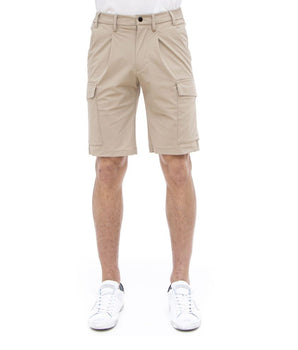 People Of Shibuya Beige Stretch Bermuda Cargo Shorts