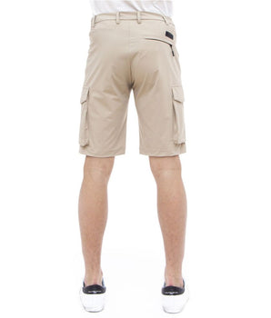 People Of Shibuya Beige Stretch Bermuda Cargo Shorts