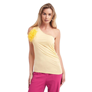 Patrizia Pepe Sunny Top De Algodón Con Adornos De Plumas