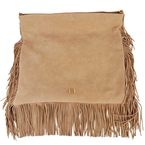 Baldinini Trend Chic Bolso de hombro con flecos de ante beige