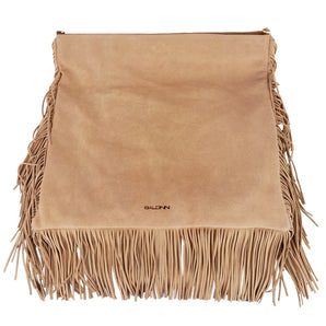 Baldinini Trend Chic Bolso de hombro con flecos de ante beige