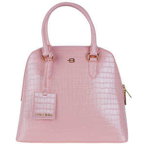 Baldinini Trend Elegant Pink Python-Print Calfskin Handbag