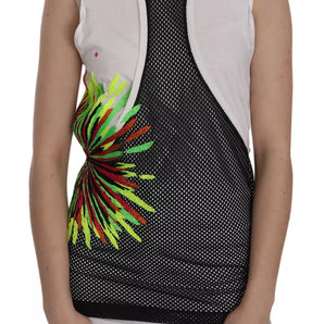 Dsquared² Black White Crew Neck Sleeveless Cotton Blouse