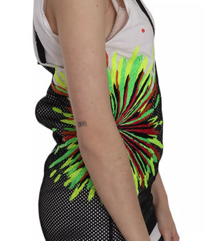 Dsquared² Black White Crew Neck Sleeveless Cotton Blouse