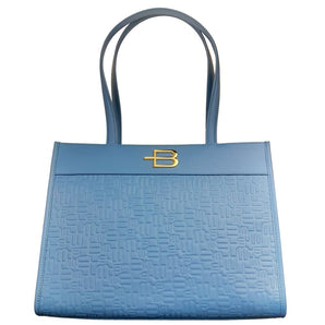 Baldinini Trend Elegante bolso shopping azul claro con motivo de logotipo