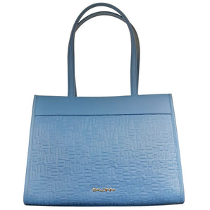 Baldinini Trend Elegante bolso shopping azul claro con motivo de logotipo