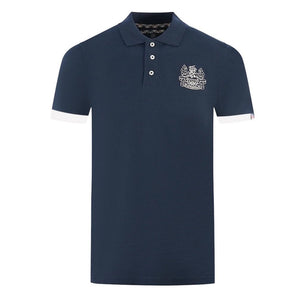 Polo elegante de algodón Aquascutum con emblema del logo en contraste