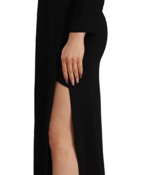 Dsquared² Black Long Sleeves Split Floor Length Dress