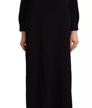 Dsquared² Black Long Sleeves Split Floor Length Dress
