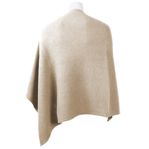 Emilio Romanelli Poncho elegante de cachemira con cuello en V en beige