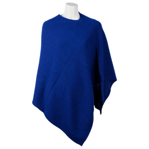 Emilio Romanelli Elegante Poncho de Cachemira con Cuello en V en Azul