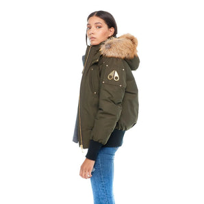 Chaqueta bomber Debbie dorada militar exquisita de Moose Knuckles