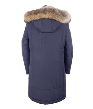 Made in Italy Blue Wool Men's Raincoat