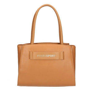 Shopper Plein Sport Chic de ecopiel marrón con logo plateado