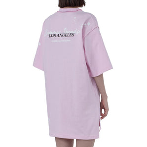 Vestido estilo camiseta rosa de algodón con estampado exclusivo de Comme Des Fuckdown