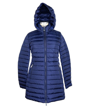 Add Elegant Blue Down Puffer Jacket with Hood