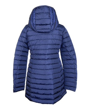 Add Elegant Blue Down Puffer Jacket with Hood