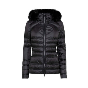 Peuterey Chic Chaqueta de invierno negra con ribetes de piel