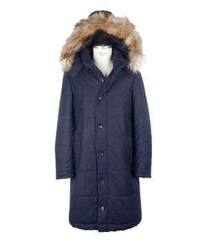 Made in Italy Blue Wool Men's Raincoat