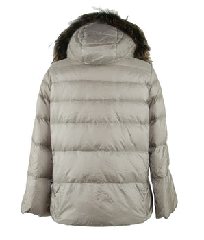 Emilio Romanelli Elegant Gray Polyamide Fur-Trimmed Coat