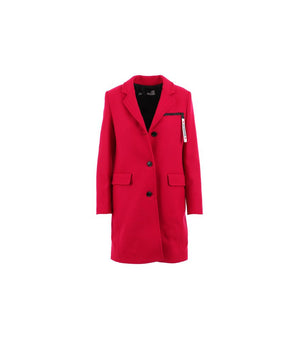 Love Moschino Chic Abrigo De Lana Rosa Con Detalles Del Logo