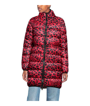 Chaqueta larga de plumas con estampado de leopardo Chic de Love Moschino