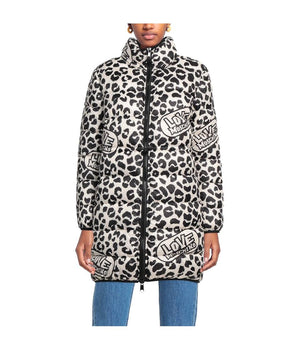 Love Moschino Chaqueta De Plumas Elegante Con Estampado De Leopardo